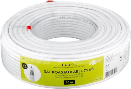 Kabel Koncentryczny RG6 Goobay 2xEKR 75dB CCS 50m