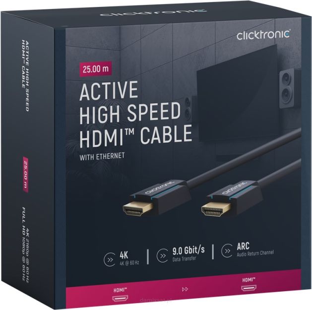 CLICKTRONIC Aktywny kabel HDMI 2.0 4K 60Hz 25m