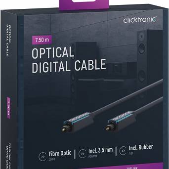 CLICKTRONIC Kabel optyczny Toslink + ad. Jack 7,5m