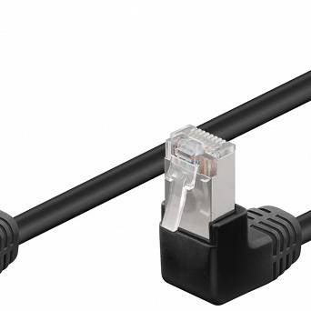 Kabel LAN Patchcord CAT 5E F/UTP 2x90 CZARNY 2m