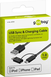 Kabel USB - microUSB + Apple Lightning Goobay 1m