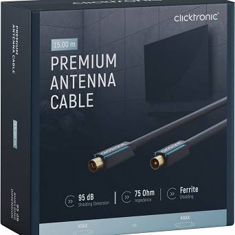 CLICKTRONIC Przyłącze TV IEC kabel antenowy 15m