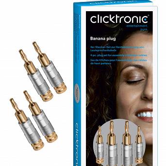 CLICKTRONIC Wtyk głośnikowy złocony BANAN 4 sztuki