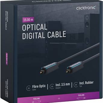 CLICKTRONIC Kabel optyczny Toslink + ad. Jack 15m