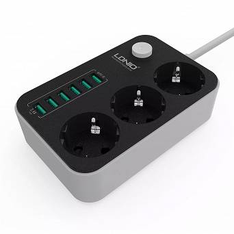 Listwa zasilająca z ładowarką 3 AC 6 USB
