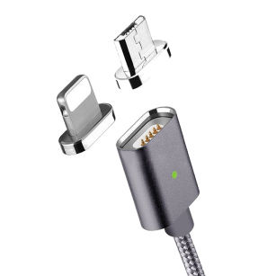 Kabel magnetyczny IPHONE MOC 2w1 Space Grey 2,4A