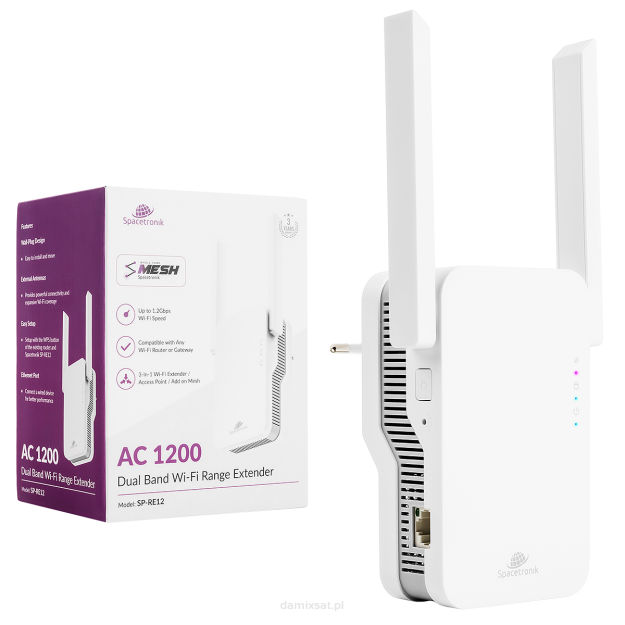Repeater SP-RE12 MESH LAN/WAN Wi-Fi 5 AC1200