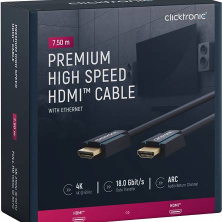 CLICKTRONIC Kabel HDMI 2.0 4K 60Hz 7,5m
