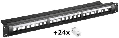 Panel Keystone 24-portowy + 24 CAT 6 UTP Goobay